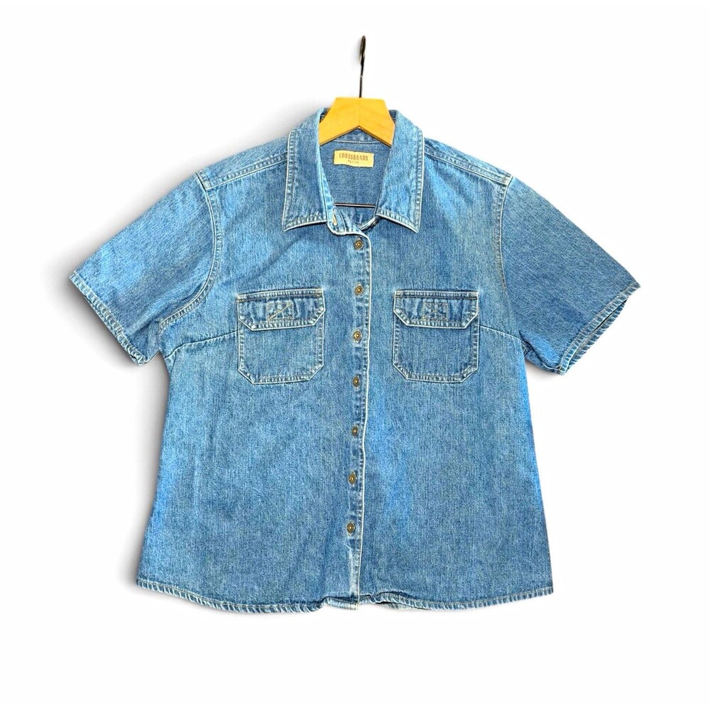 Vintage Crossroads Button-Up Women’s Large Western Farmhouse Shirt